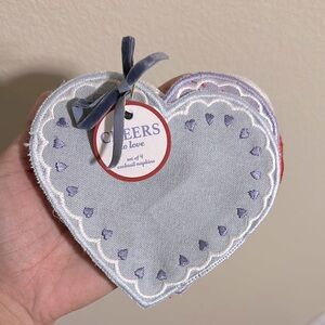 4 napkins sets of 4 Anthropologie Heart-Shaped Cocktail Napkins - 16 altogether